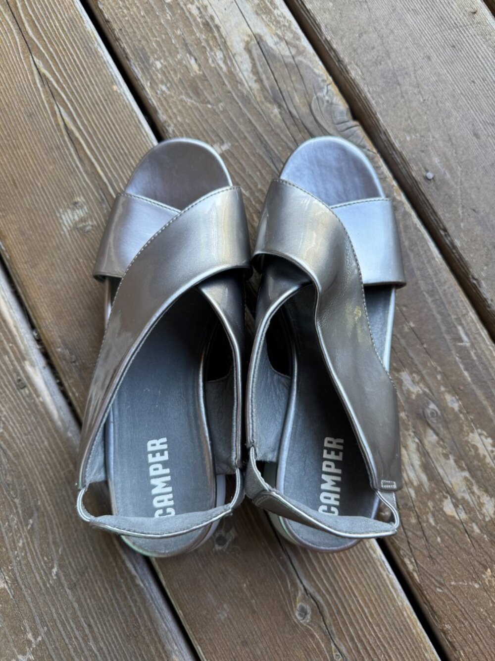 CAMPER Silver Balloon CrissCross Sandals in Women's 38/US 7.5-8 - Picture 6 of 10